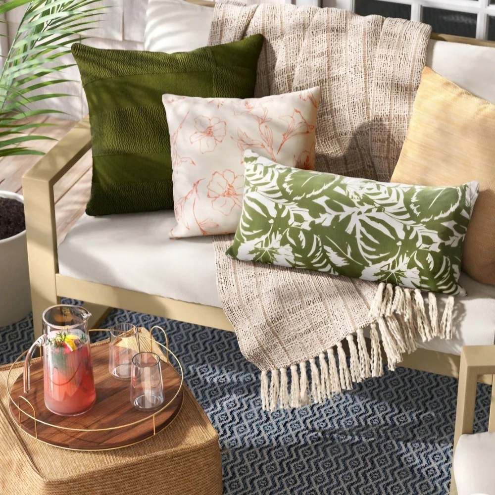 Threshold Olive Green Textured Stripe Throw Pillow 20x20
